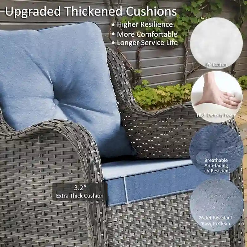 Ensemble de mobilier de jardin en osier 8 pièces avec fauteuil pivotant et pouf de patio