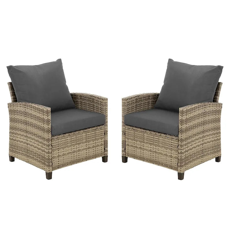 2-Seater Outdoor Wicker Sofa Couch with Gray Cushions