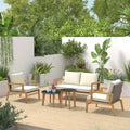 Costway Ensemble de Meubles en Rotin 5 Pièces, Salon de Jardin en Résine Tressée avec Solide - Voir les détails