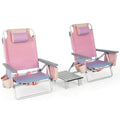 Gymax Lot de 2 chaises de plage pliantes avec dossier à 5 positions