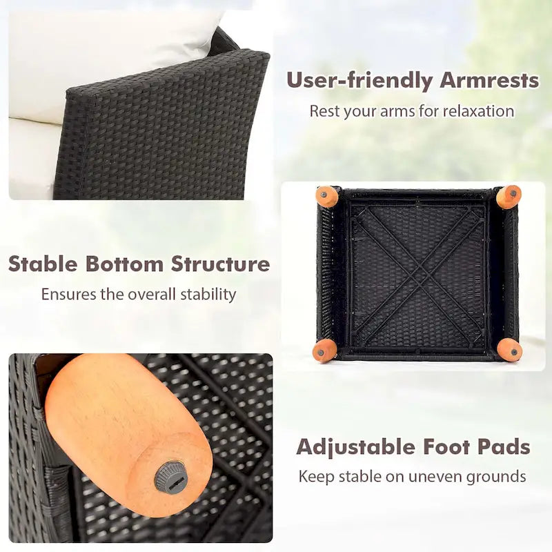Costway Ensemble de Meubles de Patio 5 pièces avec Table de Rangement Ottomans Moelleux - Voir les détails