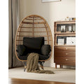 Fauteuil œuf pivotant sur 360° surdimensionné, chaise longue en rotin en forme d'œuf avec 4 coussins épais