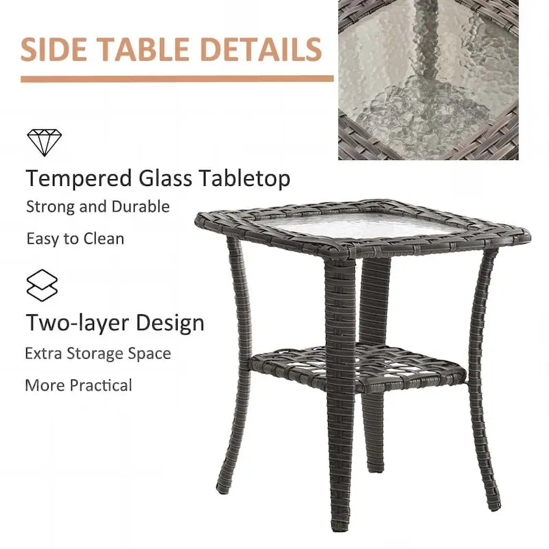 Mobilier d'extérieur - Ensemble de patio 7 pièces avec chaise berçante pivotante