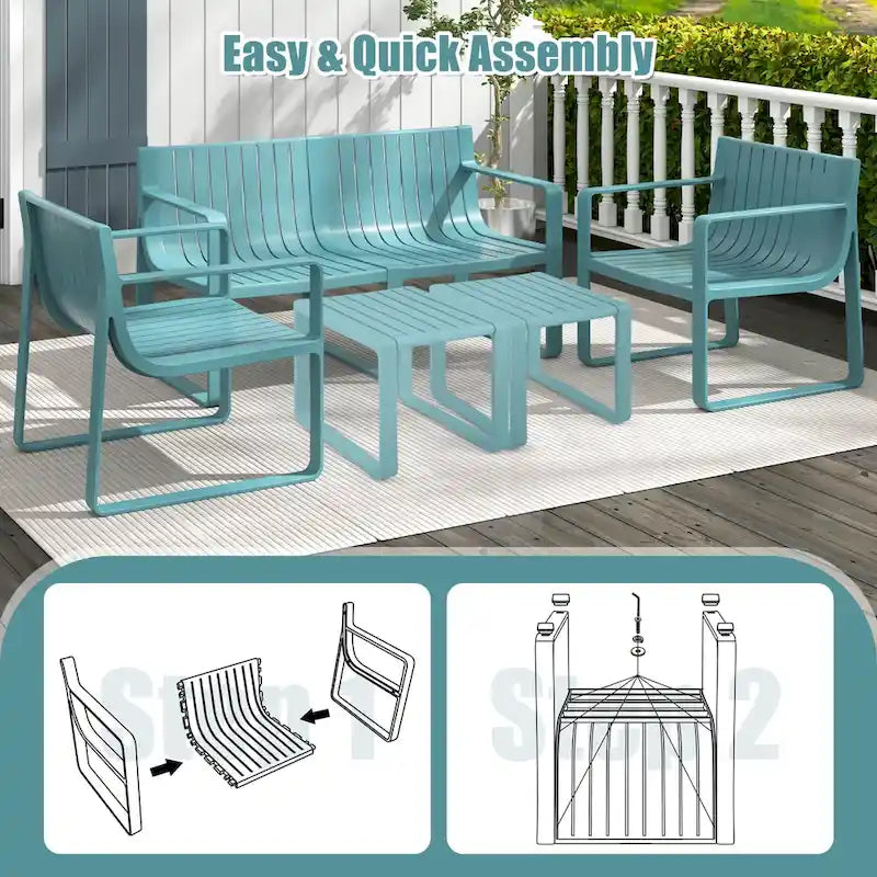Lot de 2/4 chaises de patio Costway en plastique résistant aux intempéries pour l'extérieur