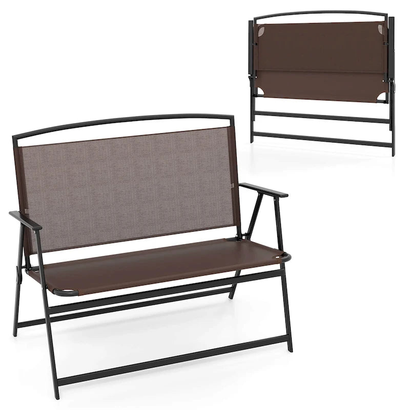 Banc de patio 2 places pliant Costway avec - Voir les détails