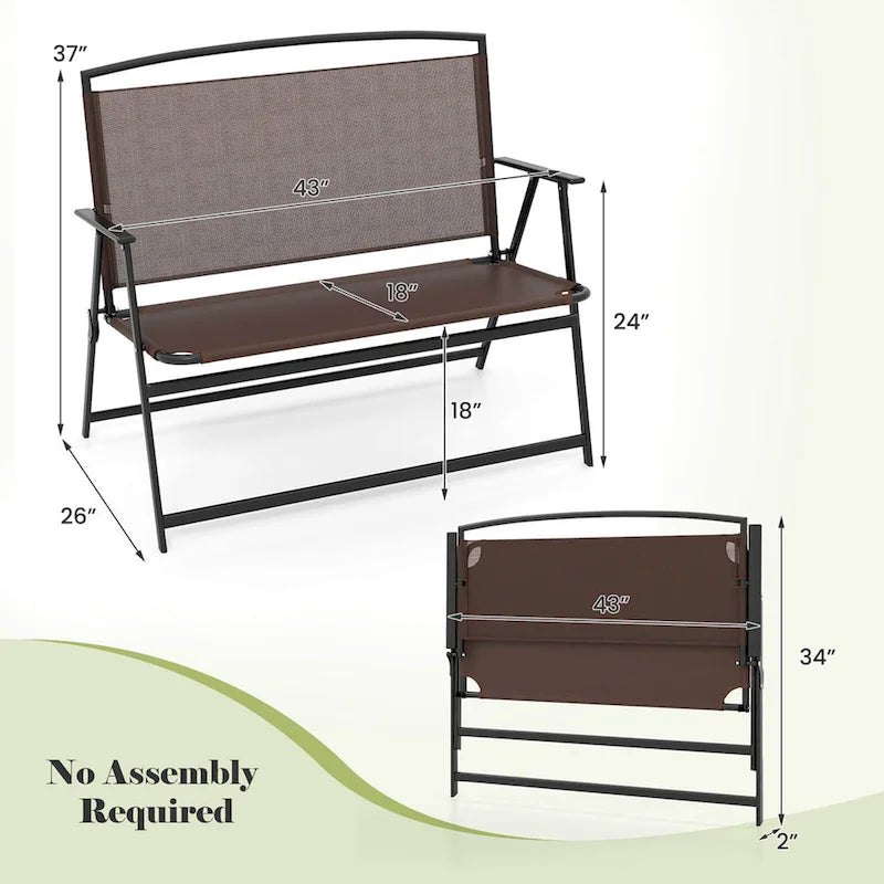 Banc de patio 2 places pliant Costway avec - Voir les détails