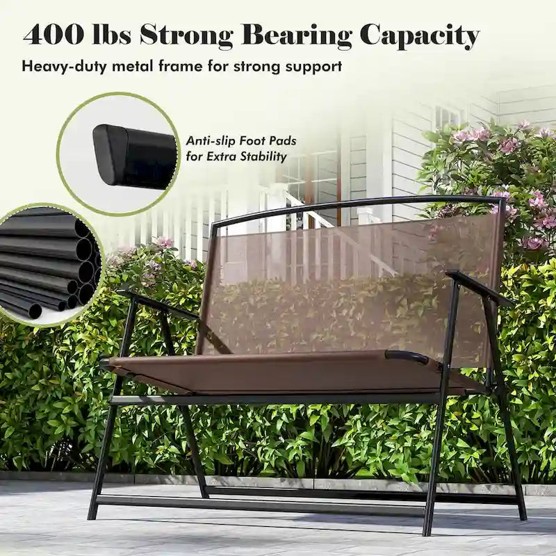 Banc de patio 2 places pliant Costway avec - Voir les détails
