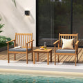 Costway Ensemble de Meubles de Patio 3 pièces Chaises et Table Basse en Bois d'Acacia - Voir les Détails