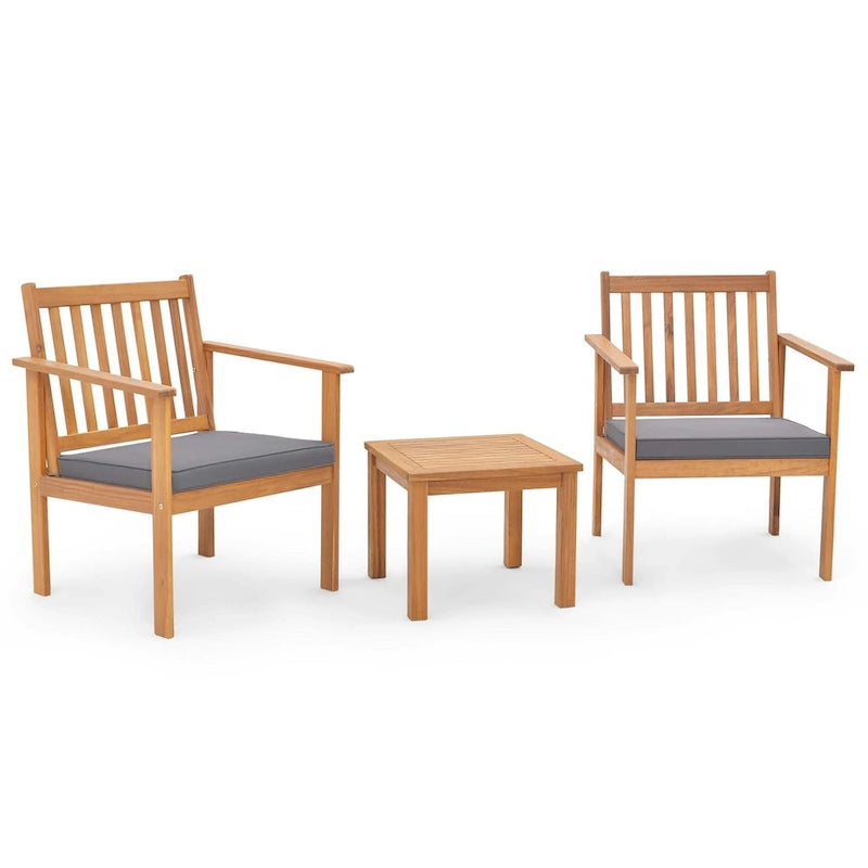 Costway Ensemble de Meubles de Patio 3 pièces Chaises et Table Basse en Bois d'Acacia - Voir les Détails