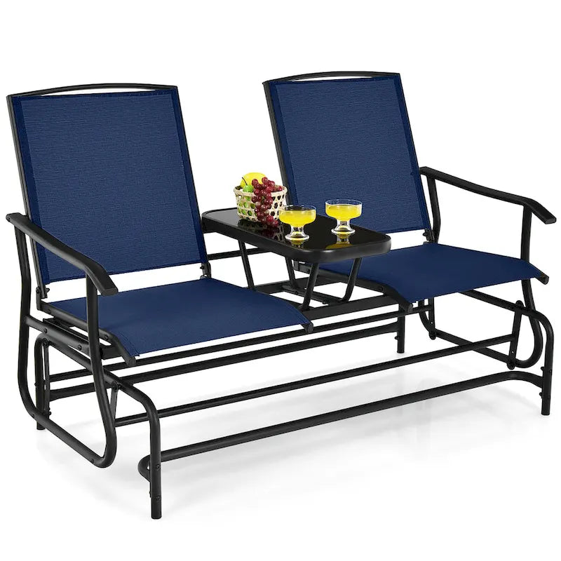 Gymax 2 Person Outdoor Patio Double Glider Chair Loveseat Rocking