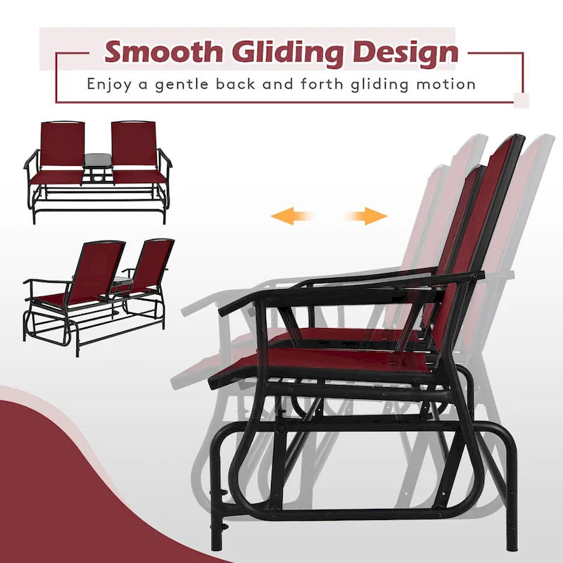 Gymax Double fauteuil à bascule pour 2 personnes, Patio extérieur, Causeuse à bascule