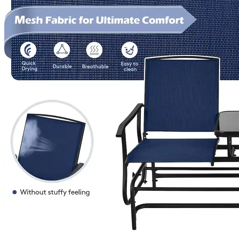Gymax Double fauteuil à bascule pour 2 personnes, Patio extérieur, Causeuse à bascule
