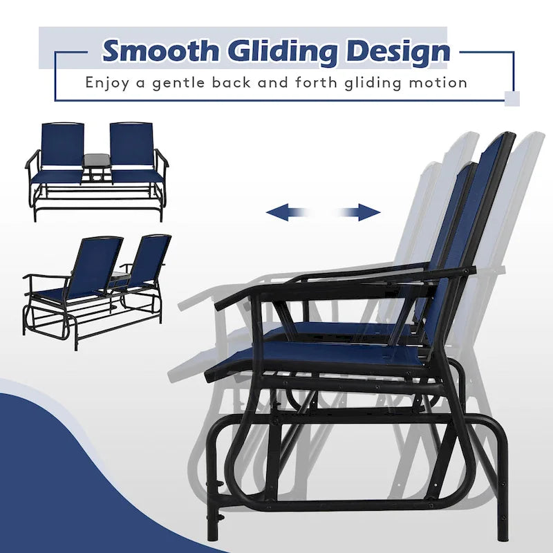 Gymax Double fauteuil à bascule pour 2 personnes, Patio extérieur, Causeuse à bascule
