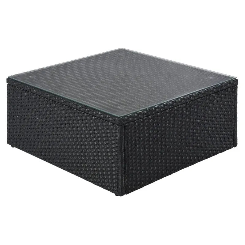 Ensemble de mobilier de jardin 7 pièces, salon de jardin en osier tressé, canapé-lit en rotin avec table basse, pouf et coussins colorés