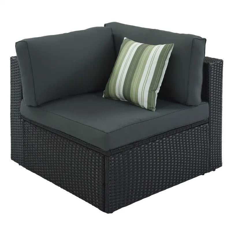 Ensemble de mobilier de jardin 7 pièces, salon de jardin en osier tressé, canapé-lit en rotin avec table basse, pouf et coussins colorés