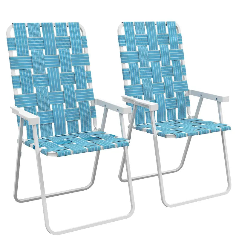 Lot de 2 Chaises Pliantes de Patio avec Accoudoirs, Chaises de Camping d'Extérieur, Chaises de Jardin Portables pour le Camping, le Jardin, la Piscine, la Plage