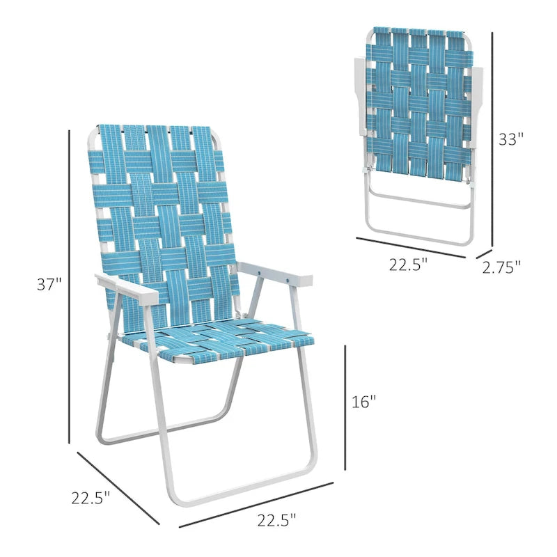 Lot de 2 Chaises Pliantes de Patio avec Accoudoirs, Chaises de Camping d'Extérieur, Chaises de Jardin Portables pour le Camping, le Jardin, la Piscine, la Plage