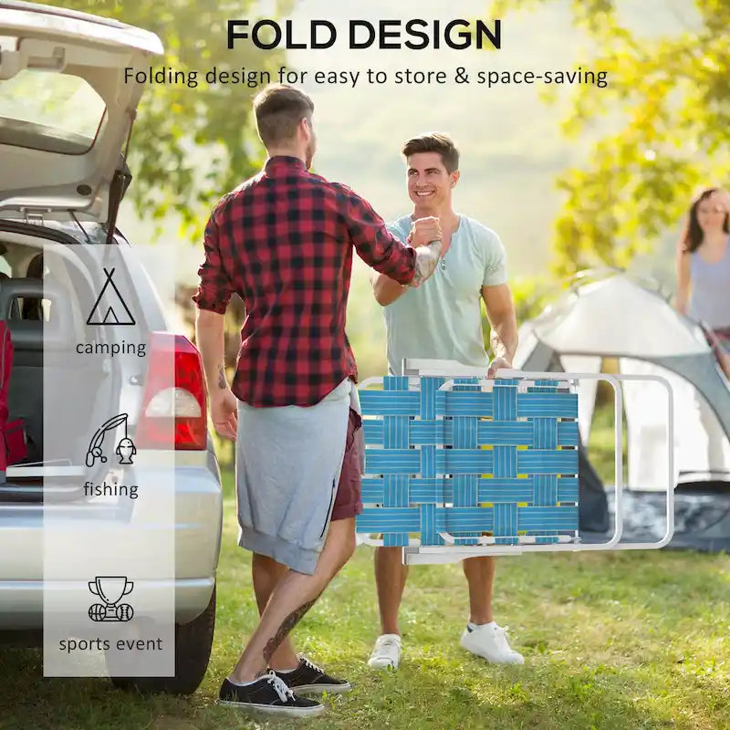 Lot de 2 Chaises Pliantes de Patio avec Accoudoirs, Chaises de Camping d'Extérieur, Chaises de Jardin Portables pour le Camping, le Jardin, la Piscine, la Plage
