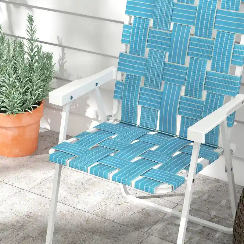 Lot de 2 Chaises Pliantes de Patio avec Accoudoirs, Chaises de Camping d'Extérieur, Chaises de Jardin Portables pour le Camping, le Jardin, la Piscine, la Plage