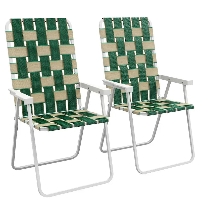 Lot de 2 Chaises Pliantes de Patio avec Accoudoirs, Chaises de Camping d'Extérieur, Chaises de Jardin Portables pour le Camping, le Jardin, la Piscine, la Plage