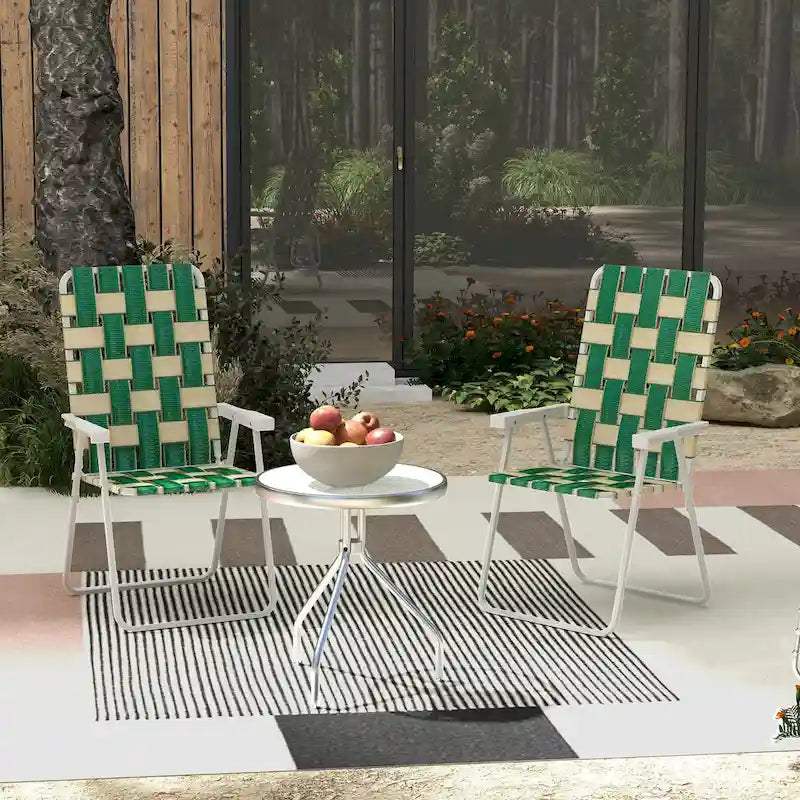 Lot de 2 Chaises Pliantes de Patio avec Accoudoirs, Chaises de Camping d'Extérieur, Chaises de Jardin Portables pour le Camping, le Jardin, la Piscine, la Plage
