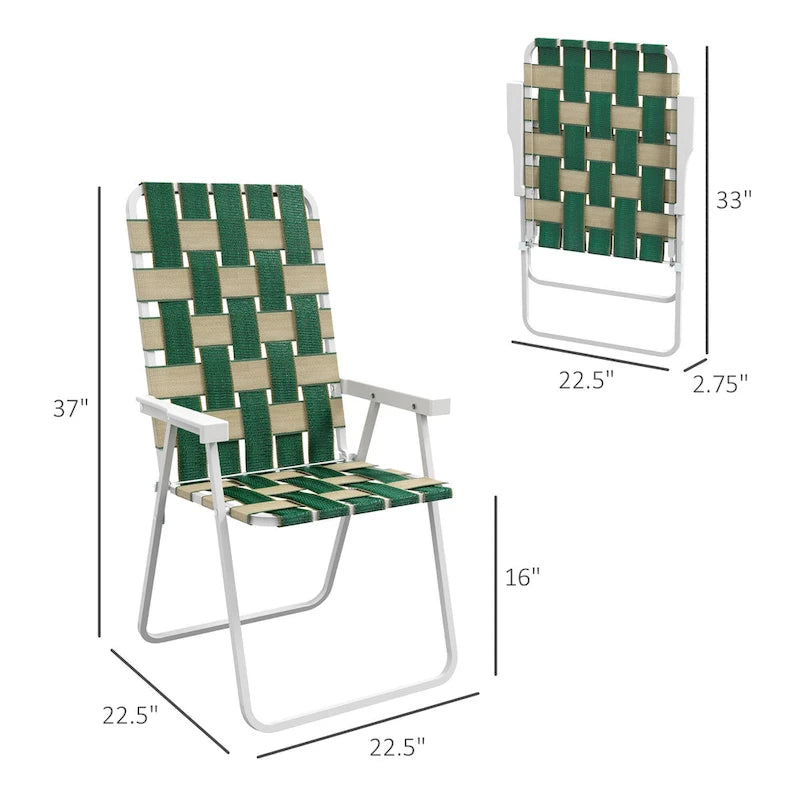 Lot de 2 Chaises Pliantes de Patio avec Accoudoirs, Chaises de Camping d'Extérieur, Chaises de Jardin Portables pour le Camping, le Jardin, la Piscine, la Plage