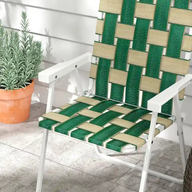Lot de 2 Chaises Pliantes de Patio avec Accoudoirs, Chaises de Camping d'Extérieur, Chaises de Jardin Portables pour le Camping, le Jardin, la Piscine, la Plage