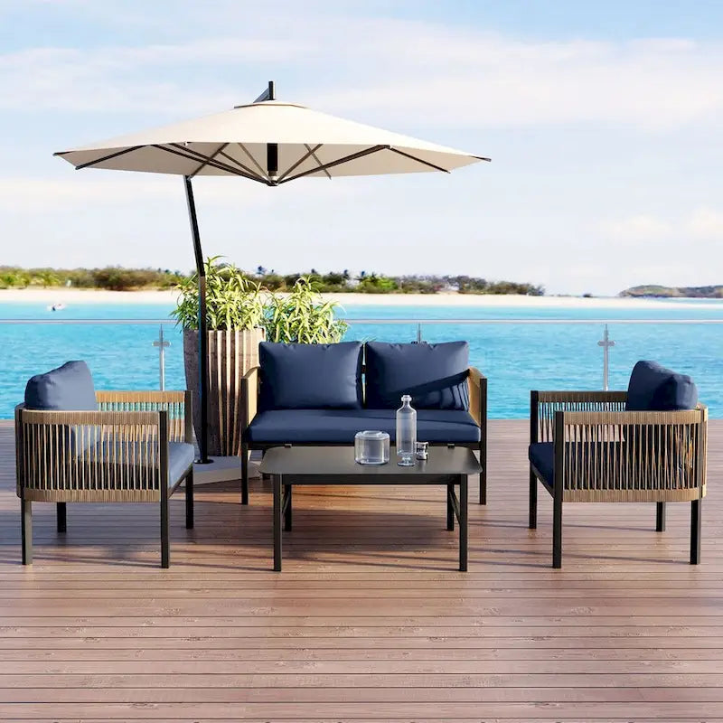 Combinaison de canapés d'extérieur multi-personnes avec une table, convient pour le jardin, la cour arrière et les balcons