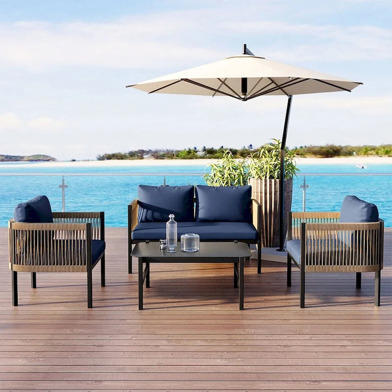 Combinaison de canapés d'extérieur multi-personnes avec une table, convient pour le jardin, la cour arrière et les balcons