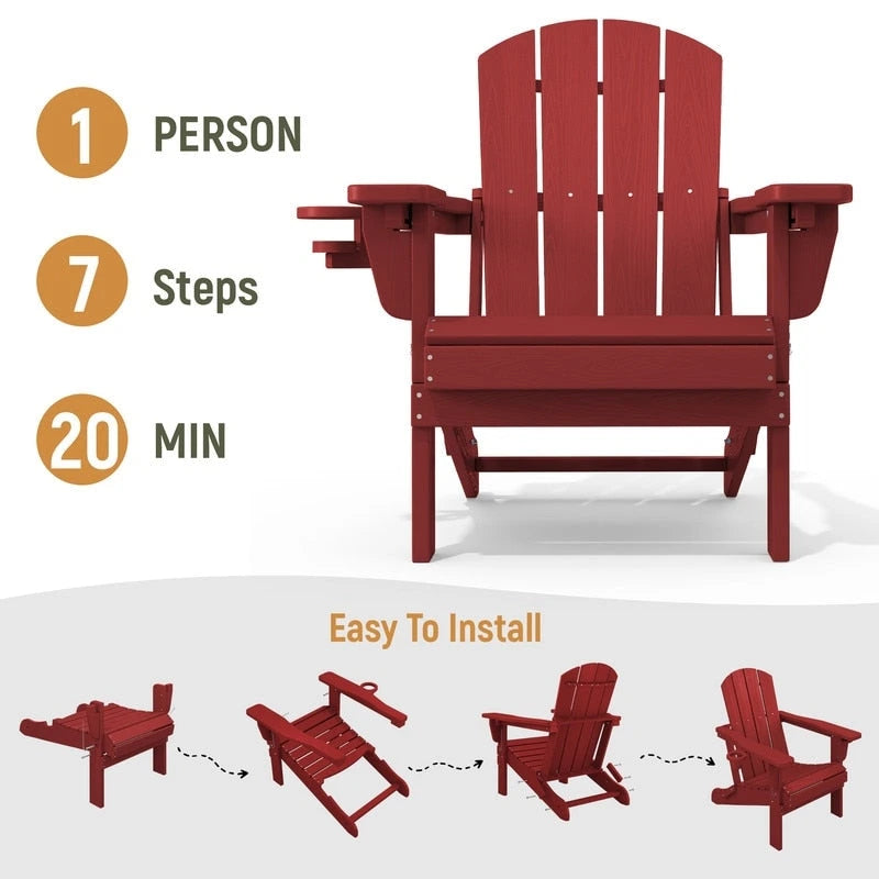 Chaise de jardin pliante 3 positions Inclinable Grain de bois PE, Résistante aux intempéries