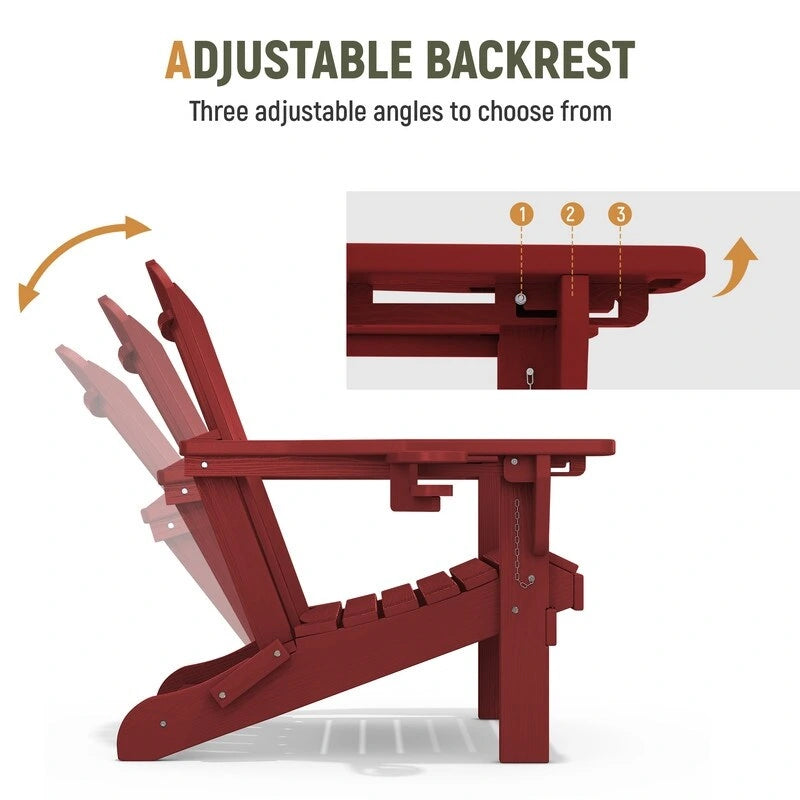 Chaise de jardin pliante 3 positions Inclinable Grain de bois PE, Résistante aux intempéries