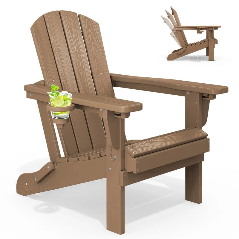 Chaise de jardin pliante 3 positions Inclinable Grain de bois PE, Résistante aux intempéries