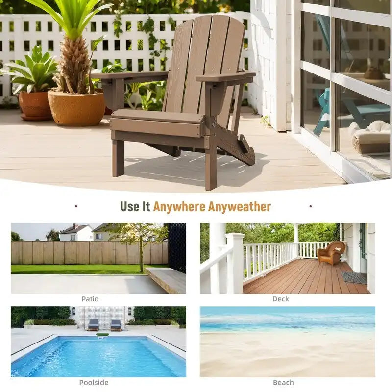 Chaise de jardin pliante 3 positions Inclinable Grain de bois PE, Résistante aux intempéries