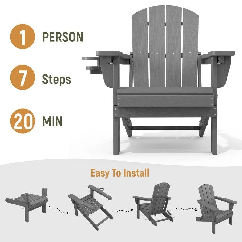 Chaise de jardin pliante 3 positions Inclinable Grain de bois PE, Résistante aux intempéries