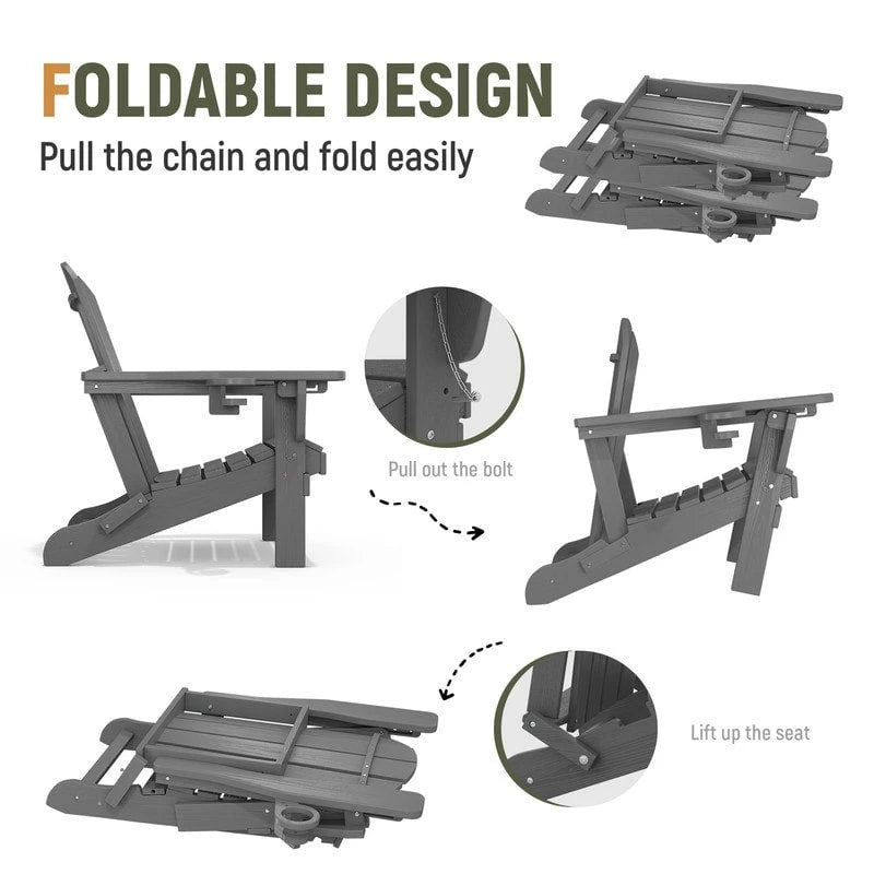 Chaise de jardin pliante 3 positions Inclinable Grain de bois PE, Résistante aux intempéries