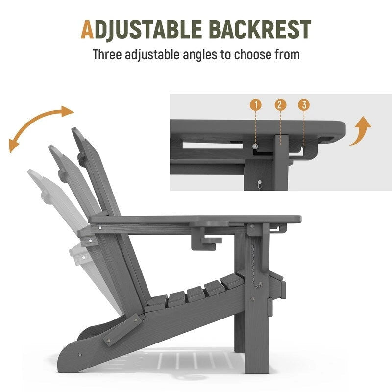 Chaise de jardin pliante 3 positions Inclinable Grain de bois PE, Résistante aux intempéries