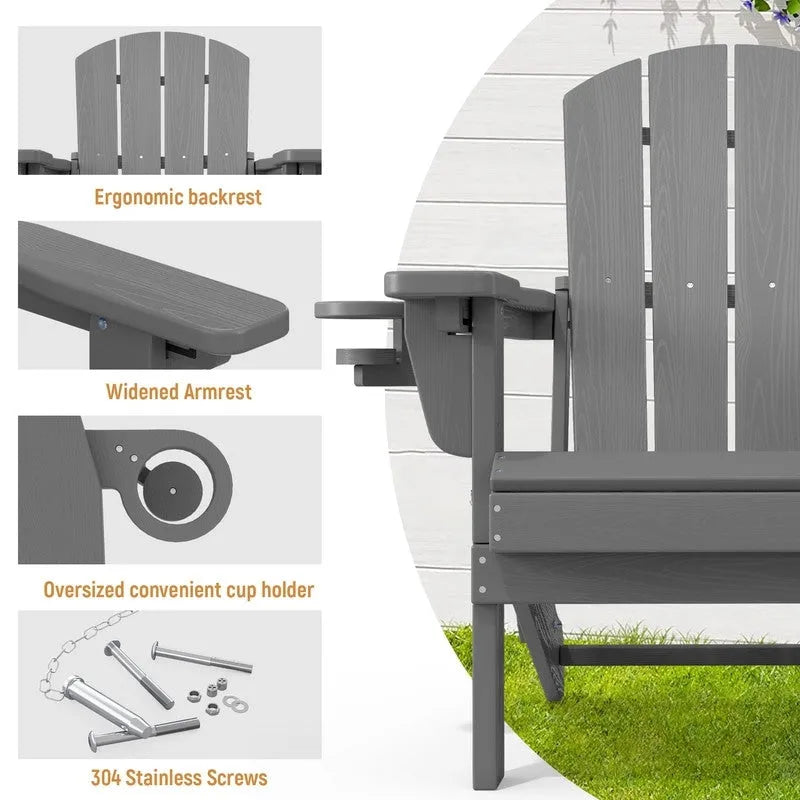 Chaise de jardin pliante 3 positions Inclinable Grain de bois PE, Résistante aux intempéries