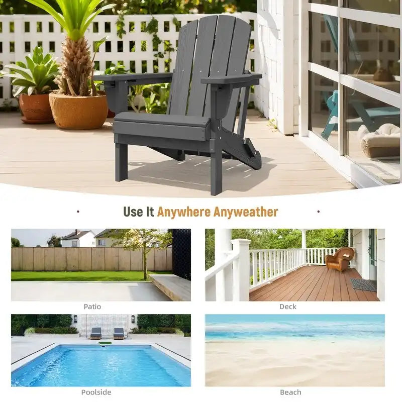 Chaise de jardin pliante 3 positions Inclinable Grain de bois PE, Résistante aux intempéries