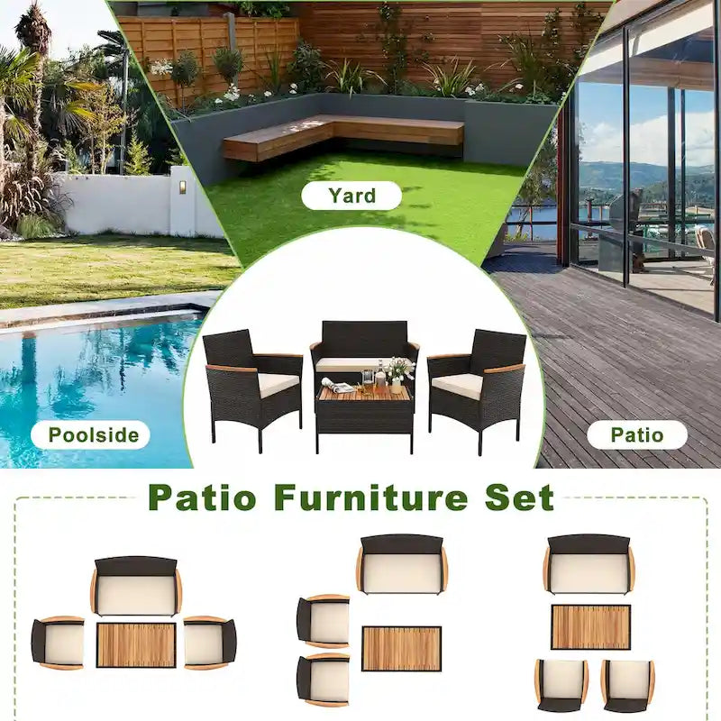 Ensemble de meubles de patio en rotin Gymax 8 pièces, ensemble de conversation en rotin