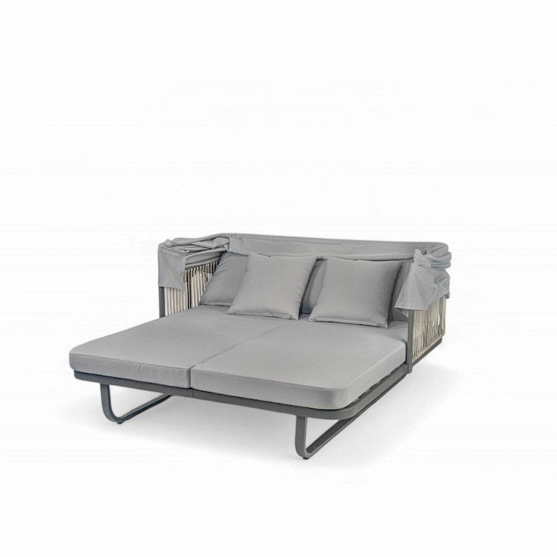 Bain de soleil en rotin d'extérieur 57 avec auvent et coussin