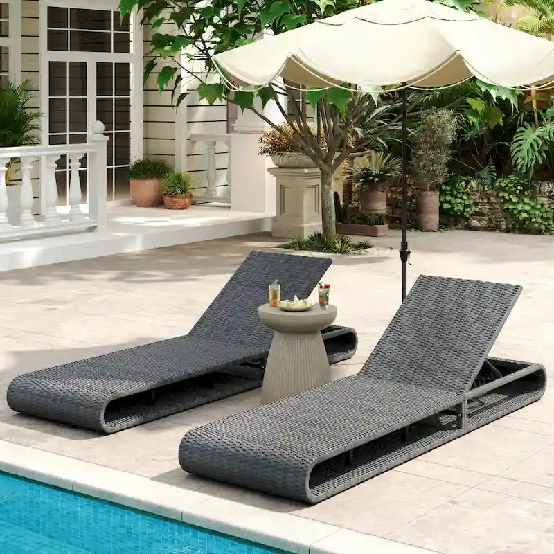 Christopher Knight Home - Lot de 2 chaises longues d'extérieur Angela en rotin synthétique
