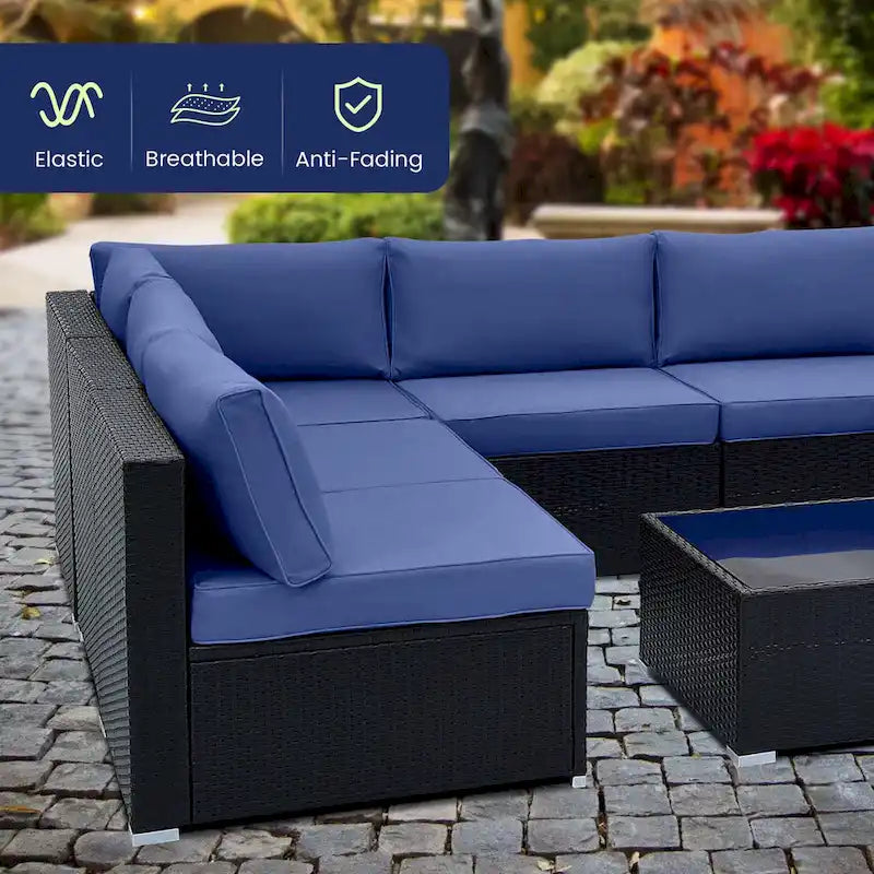 Costway Ensemble de Meubles de Patio en Rotin 10 Pièces Canapé et Table d'Extérieur en Osier - Voir Détails