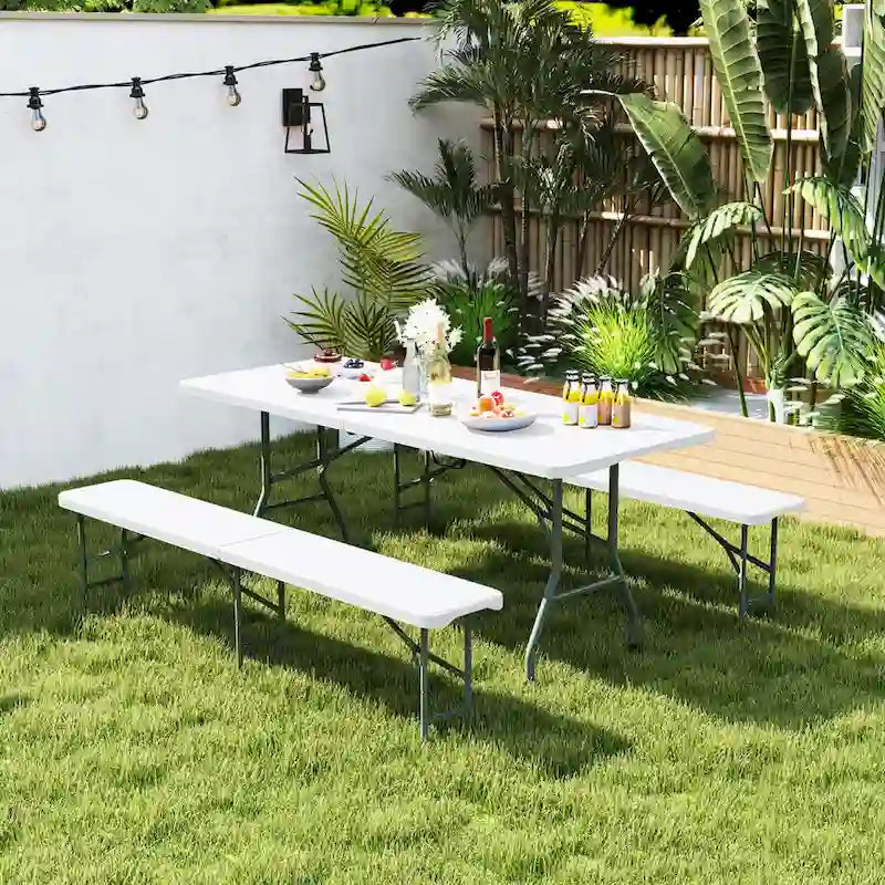 Banc pliant en plastique Costway de 1,8 m avec poignée et capacité de 600 kg - Voir détails