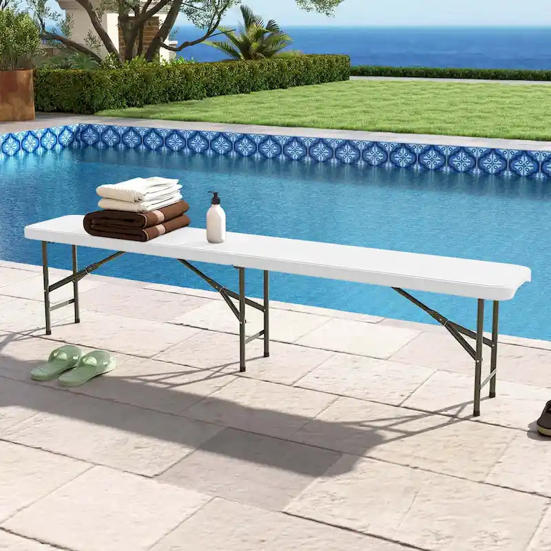 Banc pliant en plastique Costway de 1,8 m avec poignée et capacité de 600 kg - Voir détails