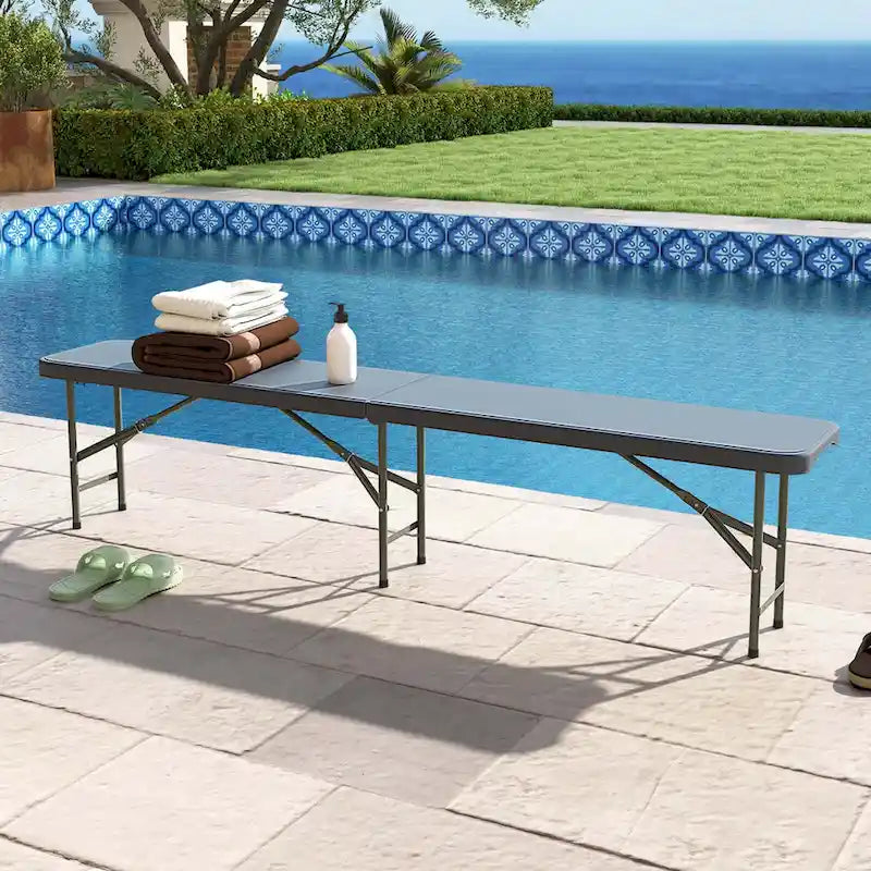 Banc pliant en plastique Costway de 1,8 m avec poignée et capacité de 600 kg - Voir détails