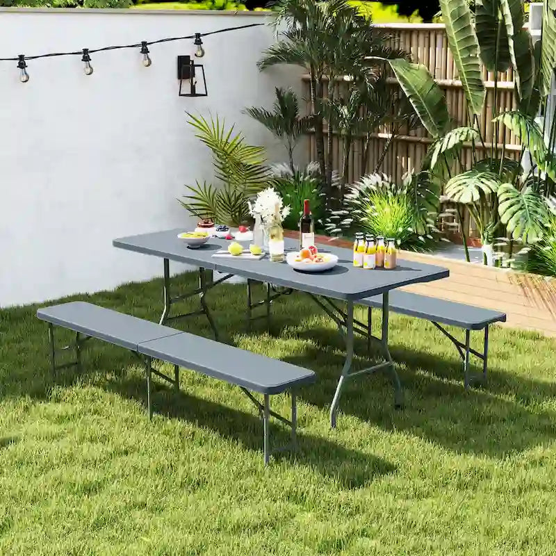 Banc pliant en plastique Costway de 1,8 m avec poignée et capacité de 600 kg - Voir détails