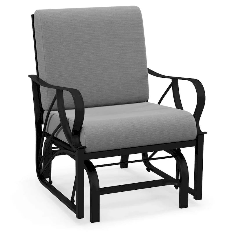 Chaise à bascule de patio Costway avec coussin, cadre en métal robuste, mouvement doux - Voir détails