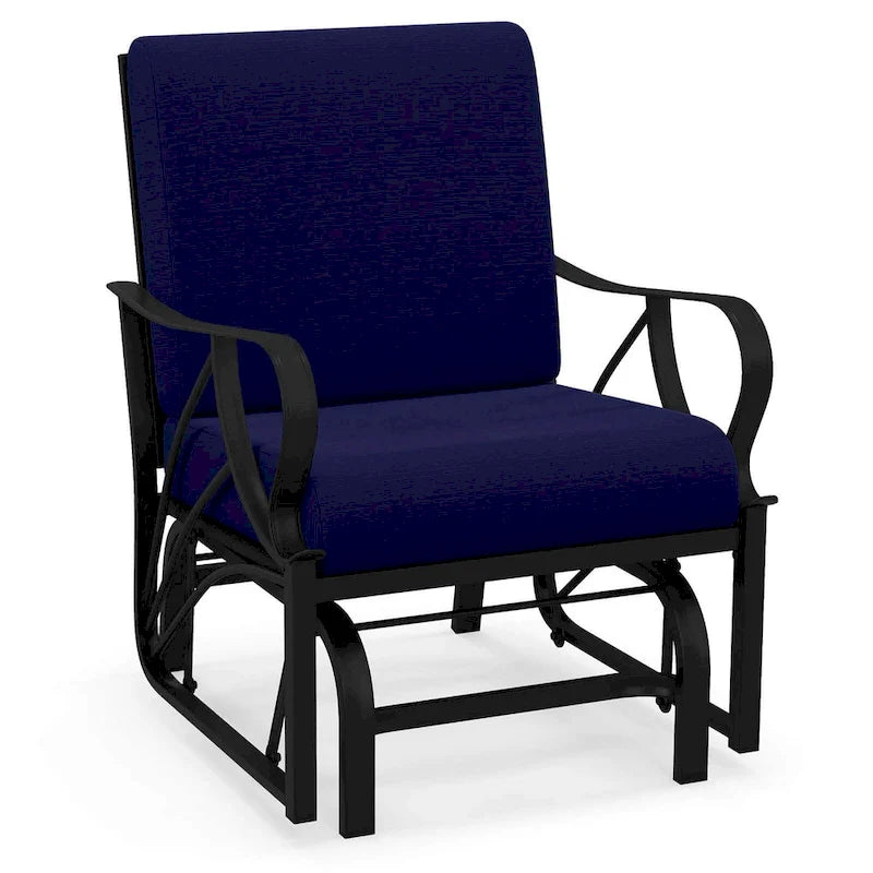 Chaise à bascule de patio Costway avec coussin, cadre en métal robuste, mouvement doux - Voir détails
