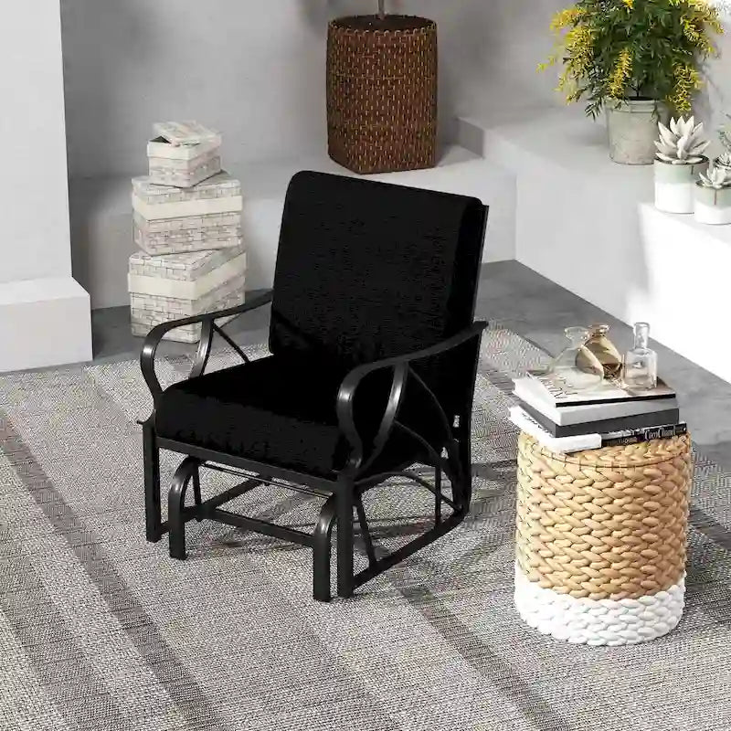 Chaise à bascule de patio Costway avec coussin, cadre en métal robuste, mouvement doux - Voir détails