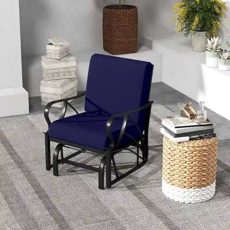 Chaise à bascule de patio Costway avec coussin, cadre en métal robuste, mouvement doux - Voir détails